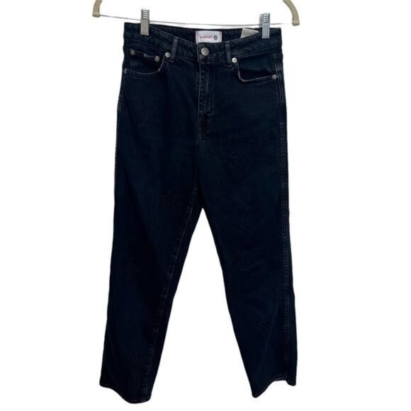 Sundry Black High Rise Embroidered Star and Love Jeans, Size  25 - Picture 1 of 9